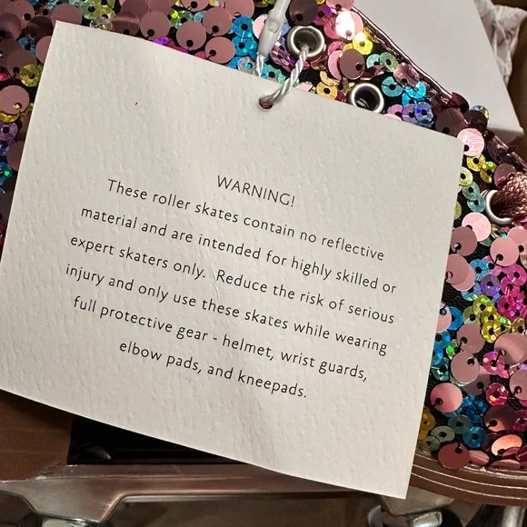 Jessica Simpson Rollstar Rose Gold Multi Sequin ‘Night Out’ Roller Skates - NIB - Picture 6 of 8